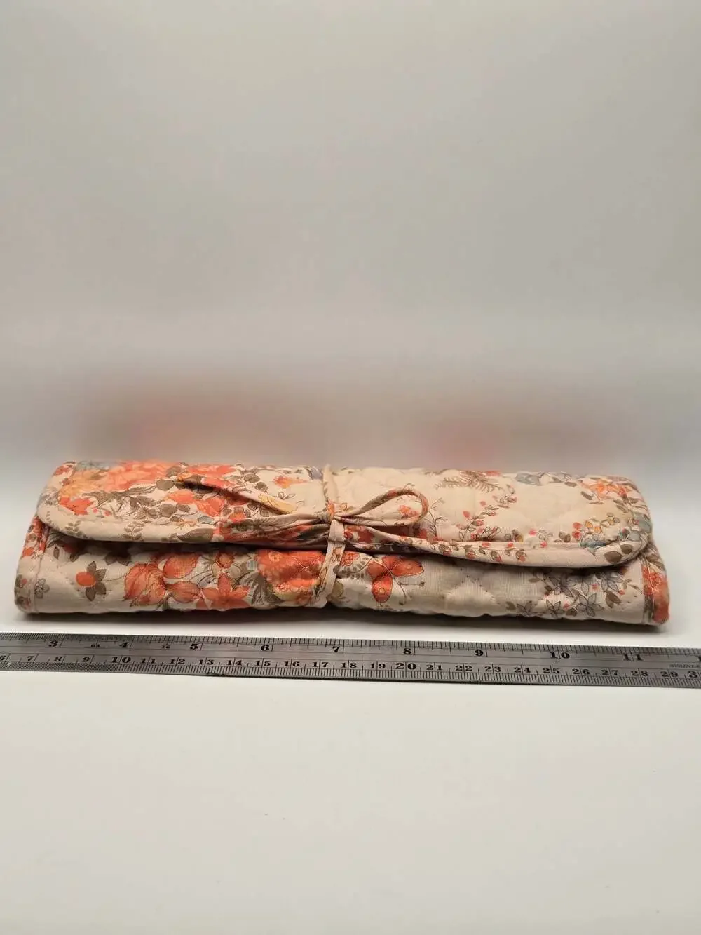 Natalie Floral Pink Quilted Jewelry Roll Organizer